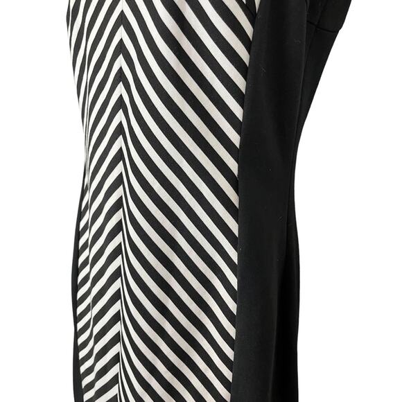 CALVIN KLEIN Black White Striped Herringbone Sleeveless Stretch Knit Dress sz 4 - Picture 9 of 15